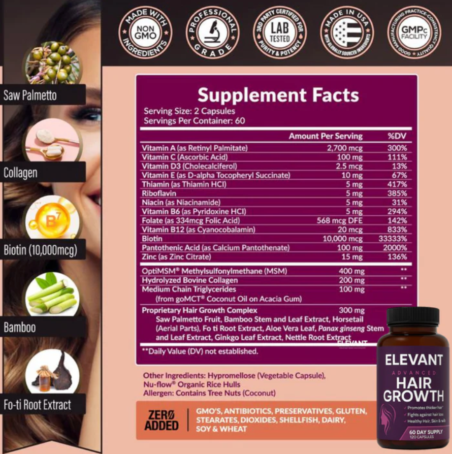 Elevant™ - Vitaminas Capilares Premium
