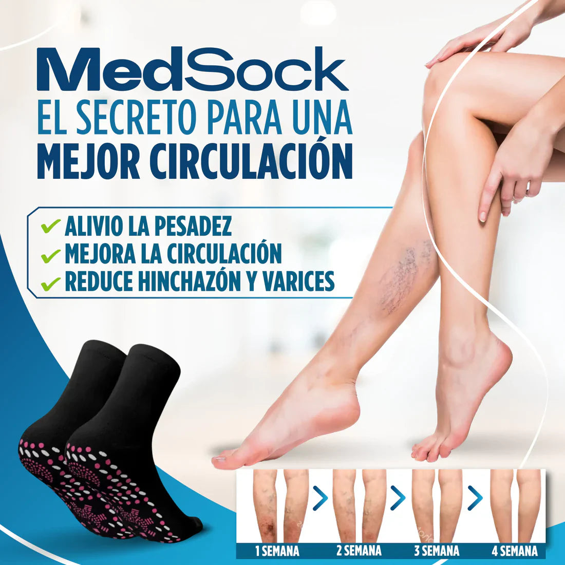 MedSocks® - Medias de compresión de turmalina iónica con control de neuropatia - fascitis plantar - vena varice