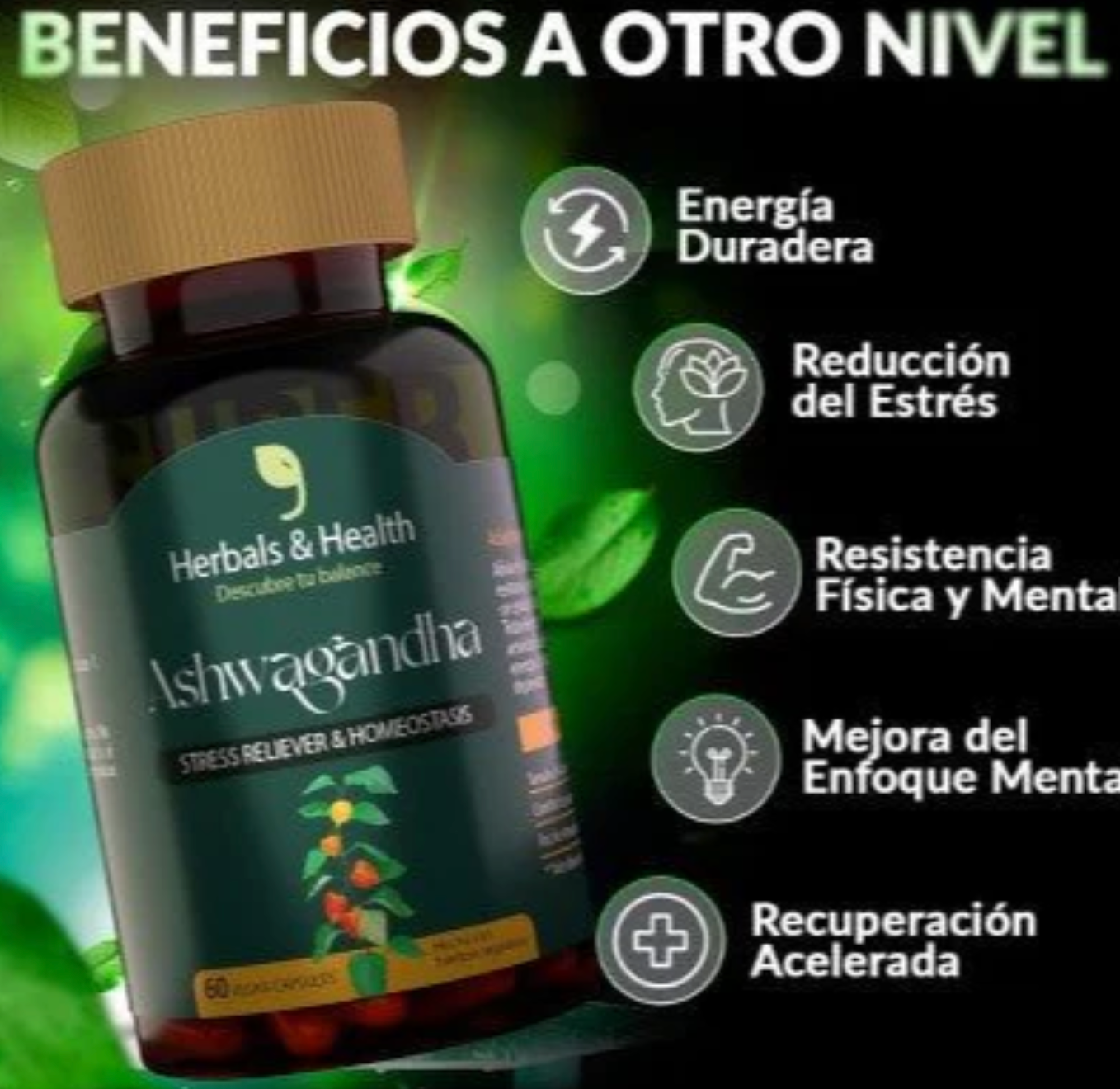 ASHWAGANDHA™ - Reduce el Estrés - Mejora el Sueño - Reduce el Cortisol 2x1✅