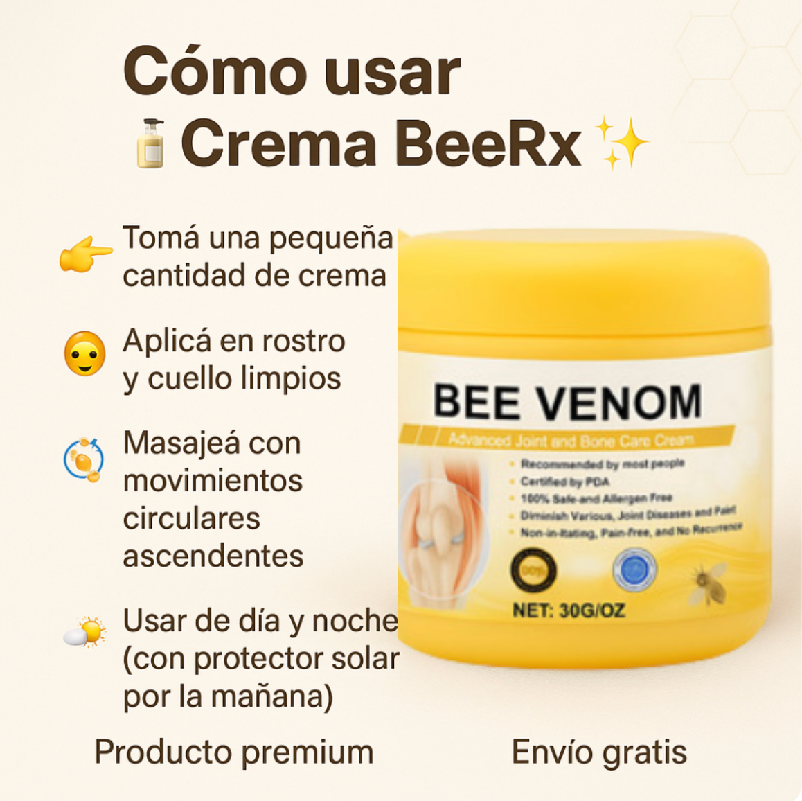 2x1 CREMA BeeRx + Envío Gratis: Piel Firme en 1 Mes