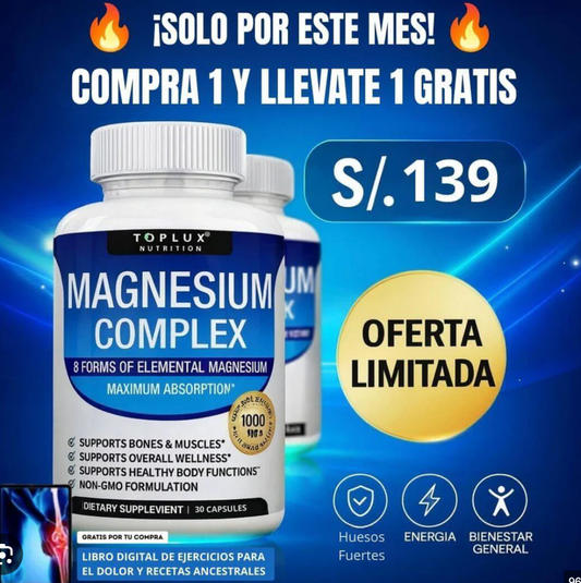 MAGNESIO COMPLEX - Suplemento 8 en 1 | 90 Cápsulas OFERTA 2X1 ✅